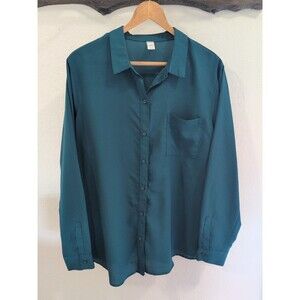 Old Navy Shirt, Women's Size XL, Green, Dress Shirt, Button Up, Long Sleeve